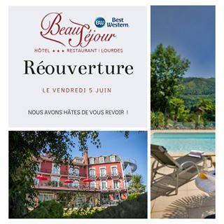 Nous sommes heureux de vous annoncer aujourd’hui la date de réouverte 🎉 Le vendredi 5 juin 🎉 
Réservez votre séjour part téléphone au 05 62 94 38 18 
par e-mail au réservation@hotel-beausejour.com

@hautespyrenees @tourismelourdes  @tourisme_en_occitanie
#lourdes #hautespyrenees #hotel #bestwestern #bwbeausejour #lourdesfrance #destinationlourdes #tourismelourdes #destinationpyrenees #onattendquetoi #destinationpyrenees #fenetresurelourdes #HPTE  #luxuryhotel #holiday #tourism #vacation #covid19 #bestwesternhotel